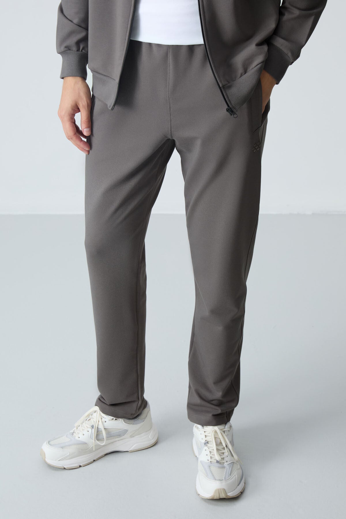 lacivert pamuklu kalin yumuşak dokulu comfort fit basic erkek eşofman takim - 85260 - Justyol