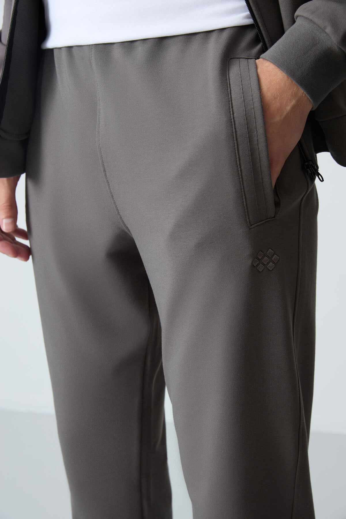 lacivert pamuklu kalin yumuşak dokulu comfort fit basic erkek eşofman takim - 85260 - Justyol