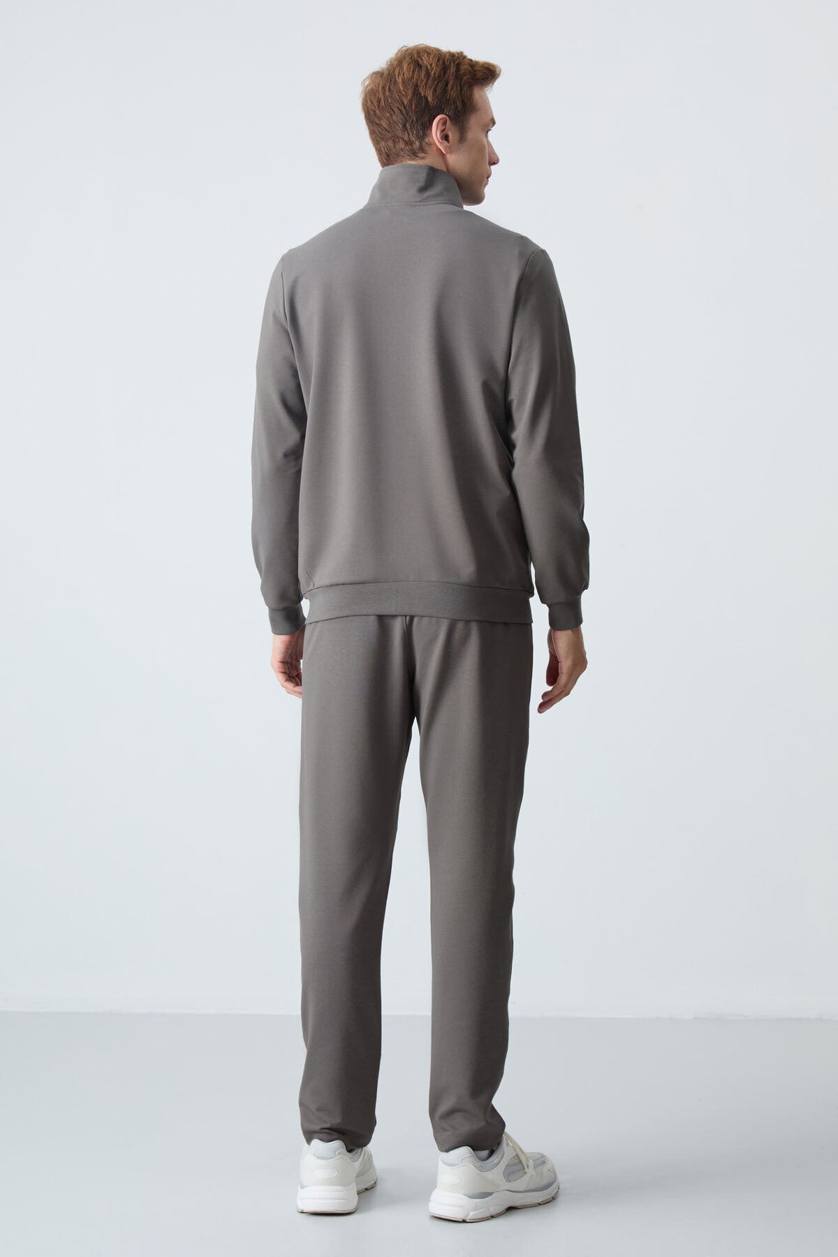lacivert pamuklu kalin yumuşak dokulu comfort fit basic erkek eşofman takim - 85260 - Justyol