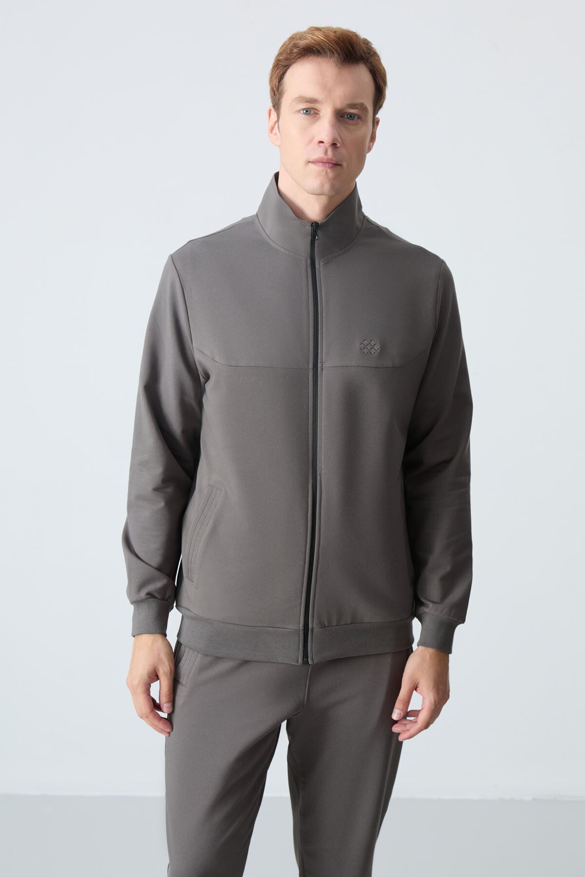 lacivert pamuklu kalin yumuşak dokulu comfort fit basic erkek eşofman takim - 85260 - Justyol