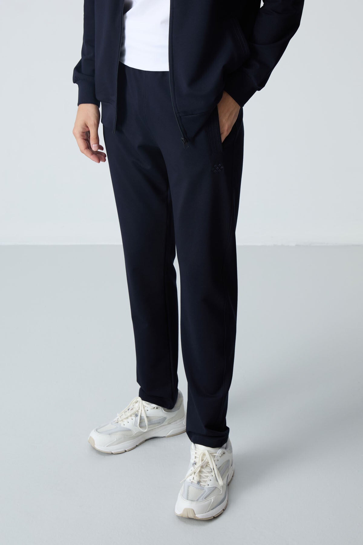 lacivert pamuklu kalin yumuşak dokulu comfort fit basic erkek eşofman takim - 85260 - Justyol