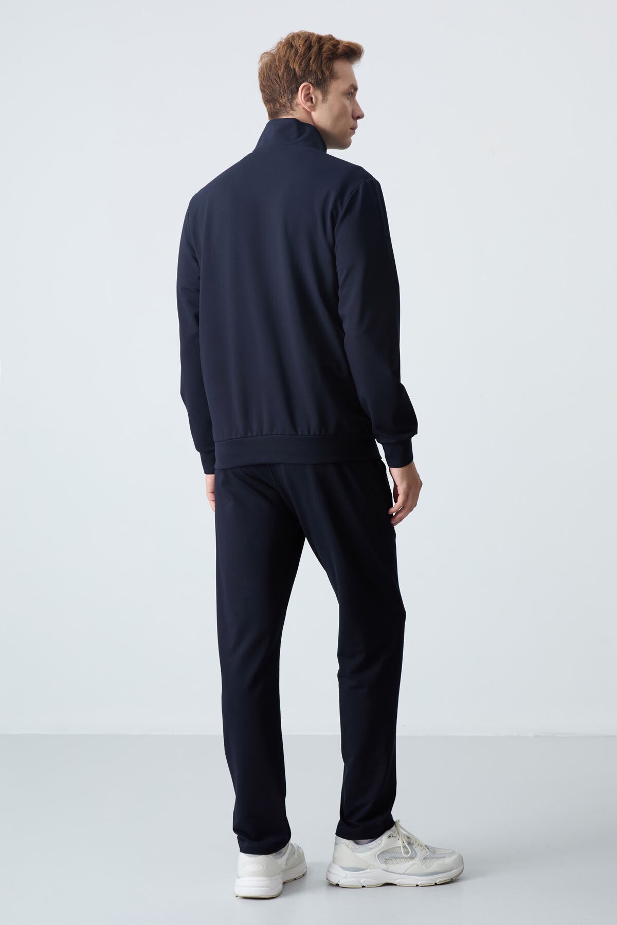 lacivert pamuklu kalin yumuşak dokulu comfort fit basic erkek eşofman takim - 85260 - Justyol
