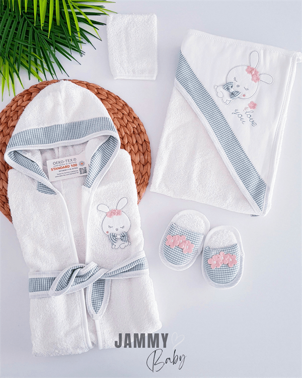 love you rabbits 4 piece bathrobe set - Justyol