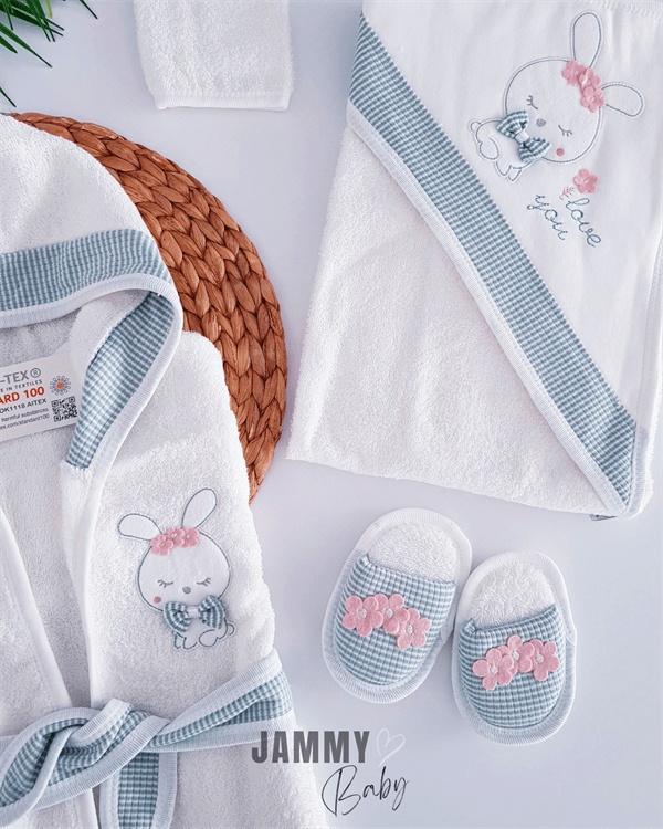 love you rabbits 4 piece bathrobe set - Justyol