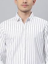 A men's slimfit striped shirt in white. - 6537 - Justyol