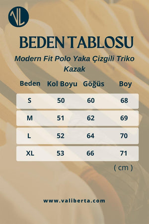 modern fit polo yaka çizgili triko kazak - Justyol