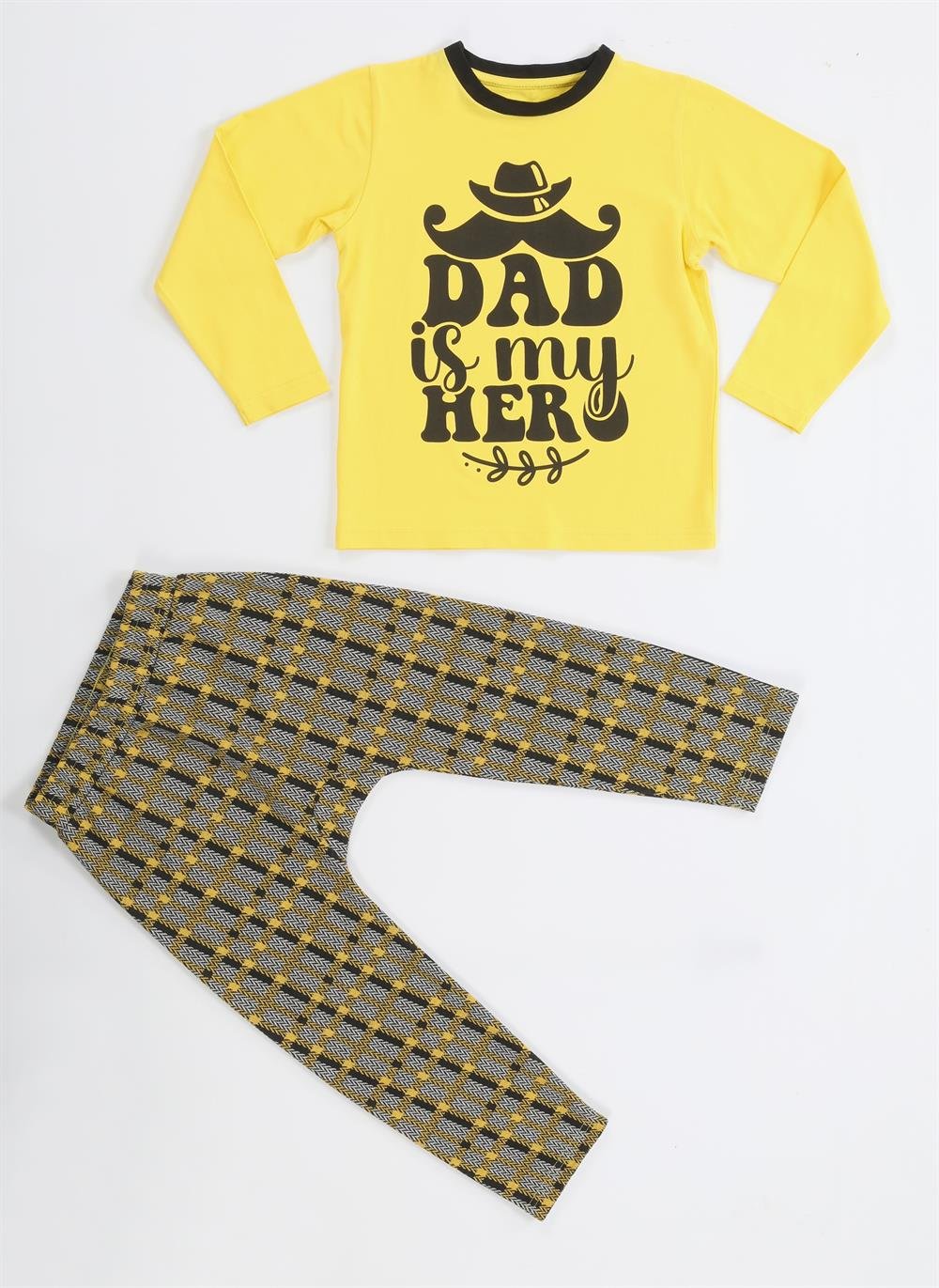 my dad ekose erkek çocuk pantolon + t-shirt takim - Justyol