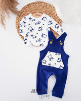 Naughty Panda Waffle Salopette Set - DARK BLUE - Justyol