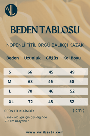 Nopenli Fitil Örgü Balıkçı Kazak - Füme - 26764 - Justyol
