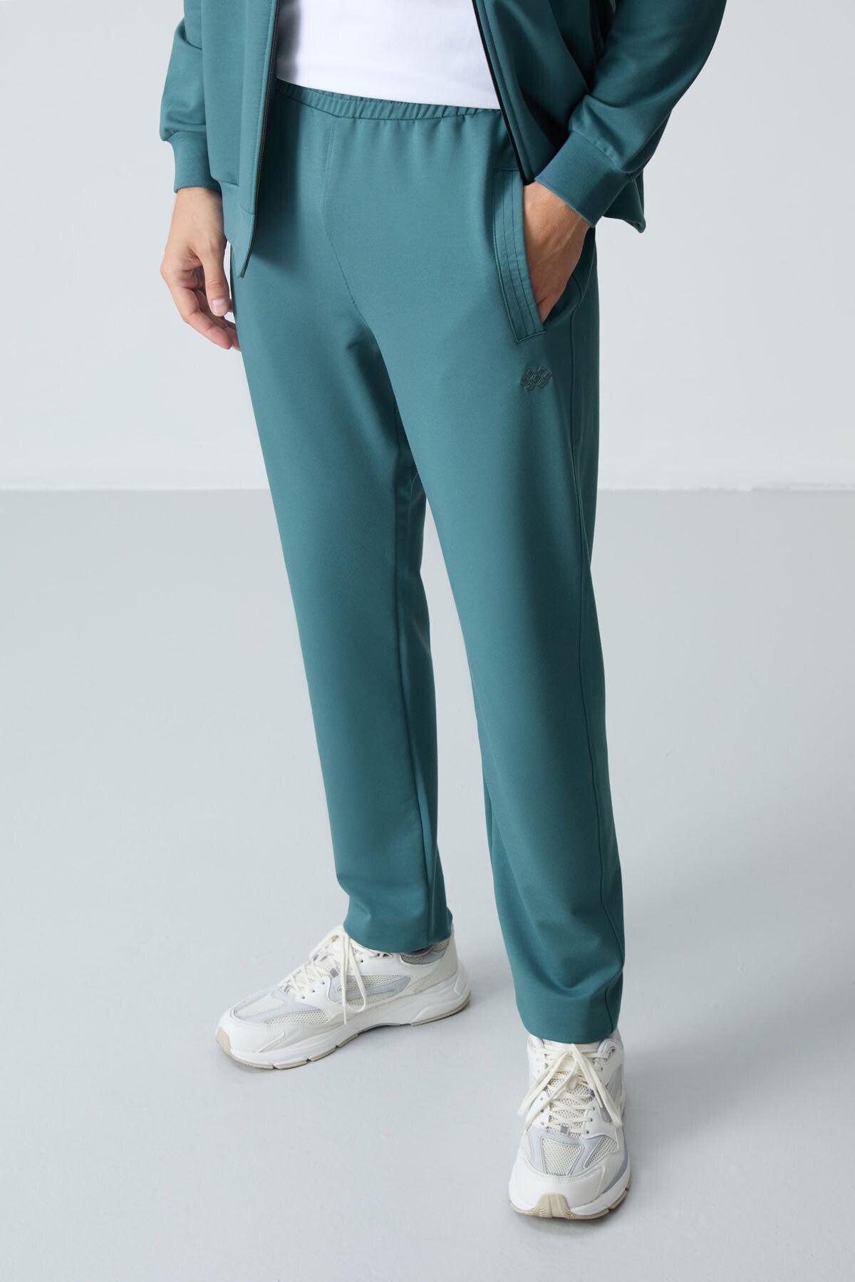 lacivert pamuklu kalin yumuşak dokulu comfort fit basic erkek eşofman takim - 85260 - Justyol