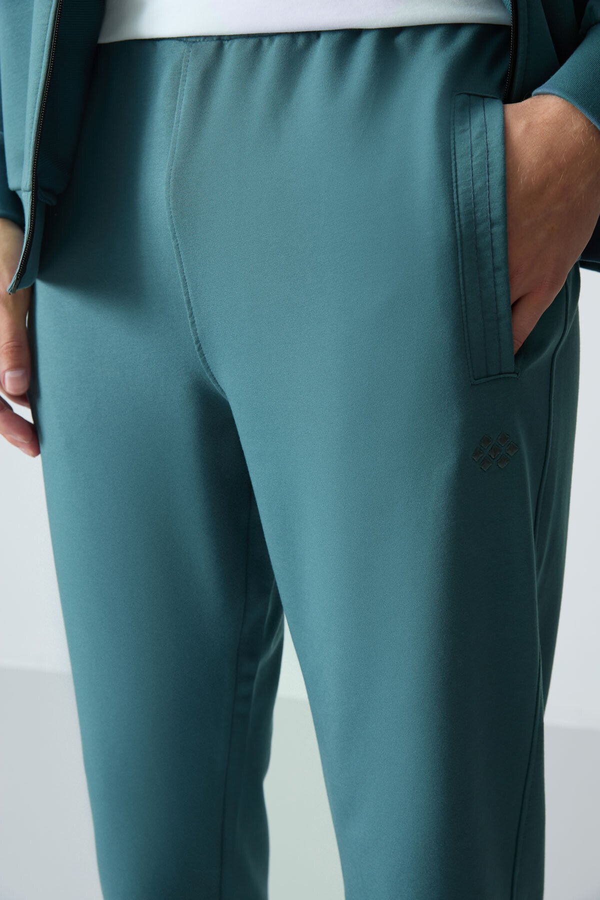 lacivert pamuklu kalin yumuşak dokulu comfort fit basic erkek eşofman takim - 85260 - Justyol