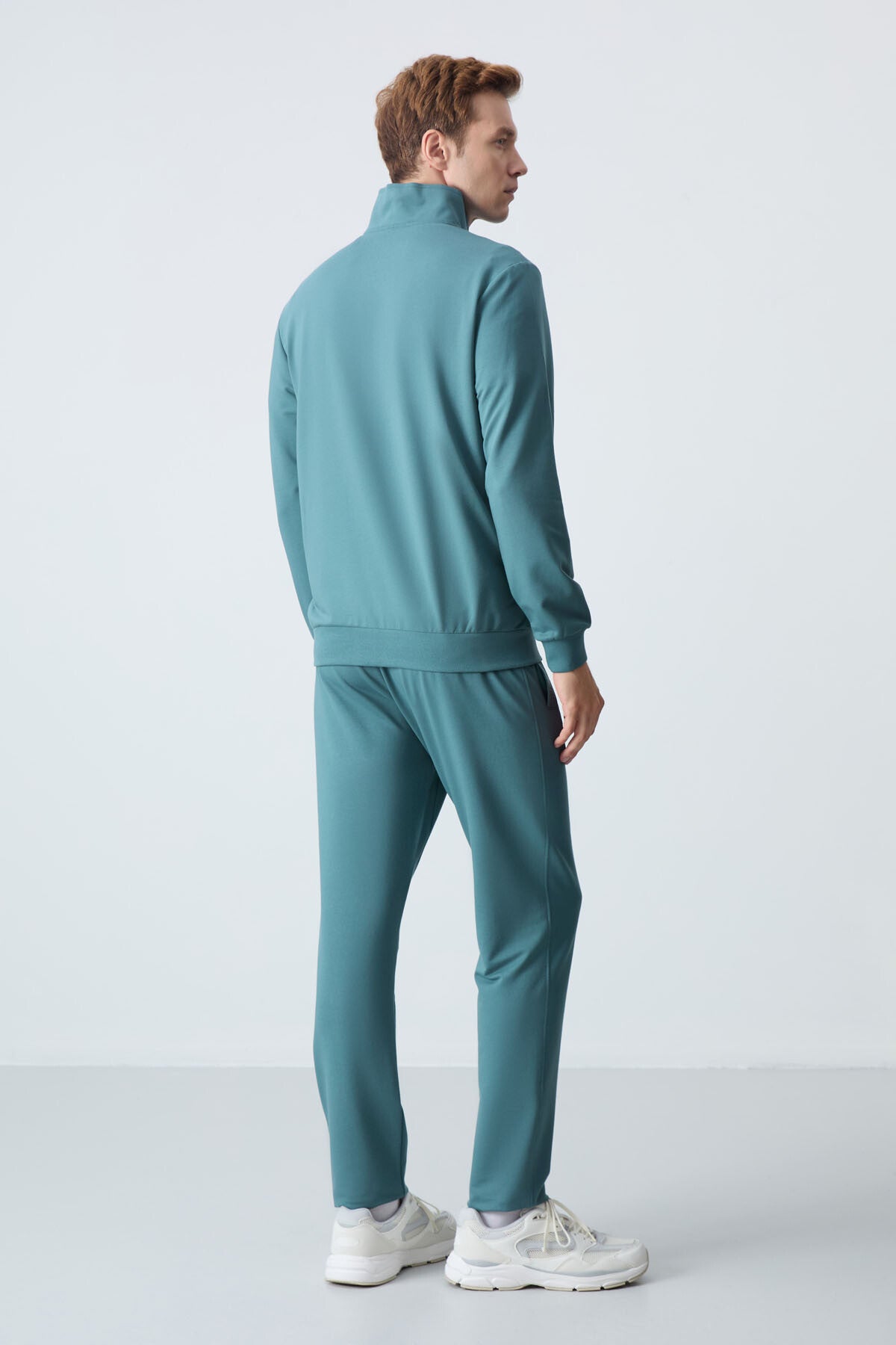 lacivert pamuklu kalin yumuşak dokulu comfort fit basic erkek eşofman takim - 85260 - Justyol