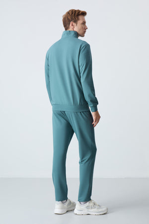 lacivert pamuklu kalin yumuşak dokulu comfort fit basic erkek eşofman takim - 85260 - Justyol