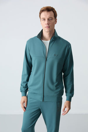 lacivert pamuklu kalin yumuşak dokulu comfort fit basic erkek eşofman takim - 85260 - Justyol