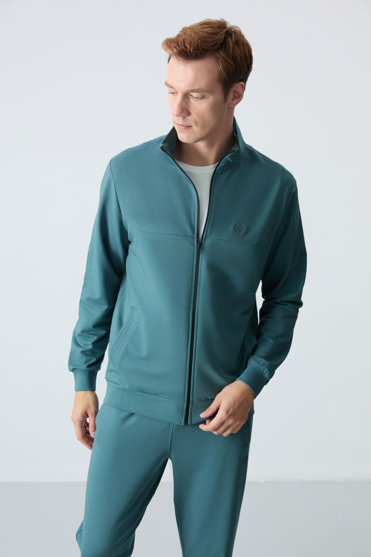 lacivert pamuklu kalin yumuşak dokulu comfort fit basic erkek eşofman takim - 85260 - Justyol