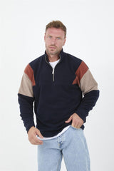 Oversize Erkek Kolları Garnili Selanik Örme Erkek Sweatshirt - Justyol
