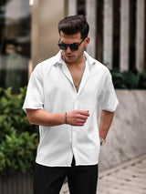Oversize Fitilli Kısa Kol Gömlek - Justyol