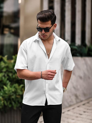 Oversize Fitilli Kısa Kol Gömlek - Justyol