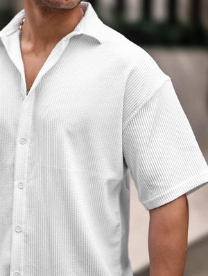 Oversize Fitilli Kısa Kol Gömlek - Justyol