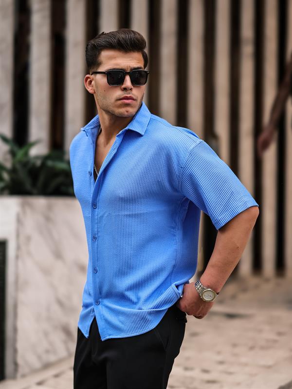 Oversize Fitilli Kısa Kol Gömlek - Justyol