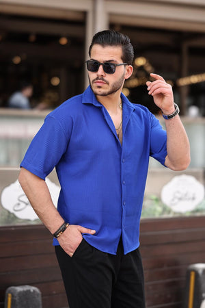 Oversize Fitilli Kısa Kol Gömlek - Justyol