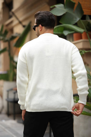 oversize selanik örgü düğmeli erkek hirka - Justyol