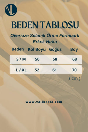 oversize selanik örme fermuarli erkek hirka - Justyol