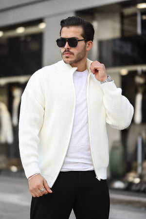 oversize selanik örme fermuarli erkek hirka - Justyol