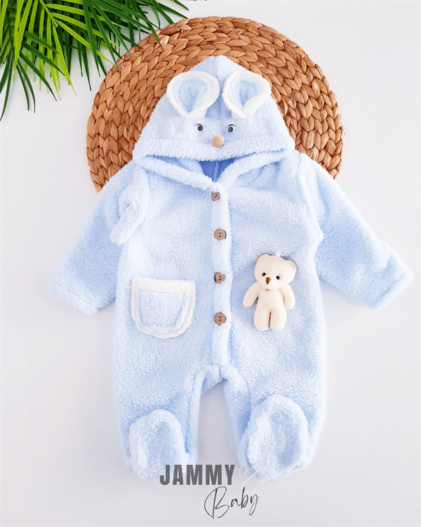 oyuncak ayicikli peluş tulum - mavi - Justyol