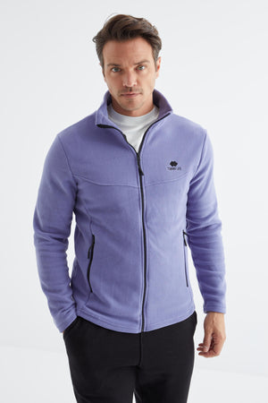 fermuarli dik yaka standart kalip erkek polar sweatshirt - 88134 - Justyol