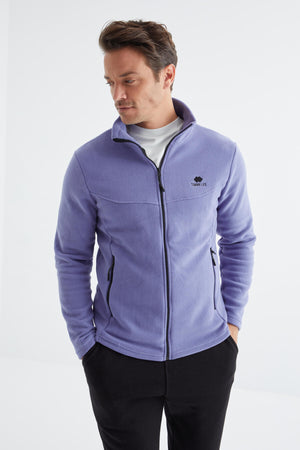 fermuarli dik yaka standart kalip erkek polar sweatshirt - 88134 - Justyol