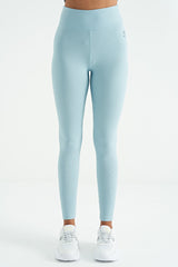 logo baskili yüksek bel slim fit fitilli kadin tayt - 94642 - Justyol