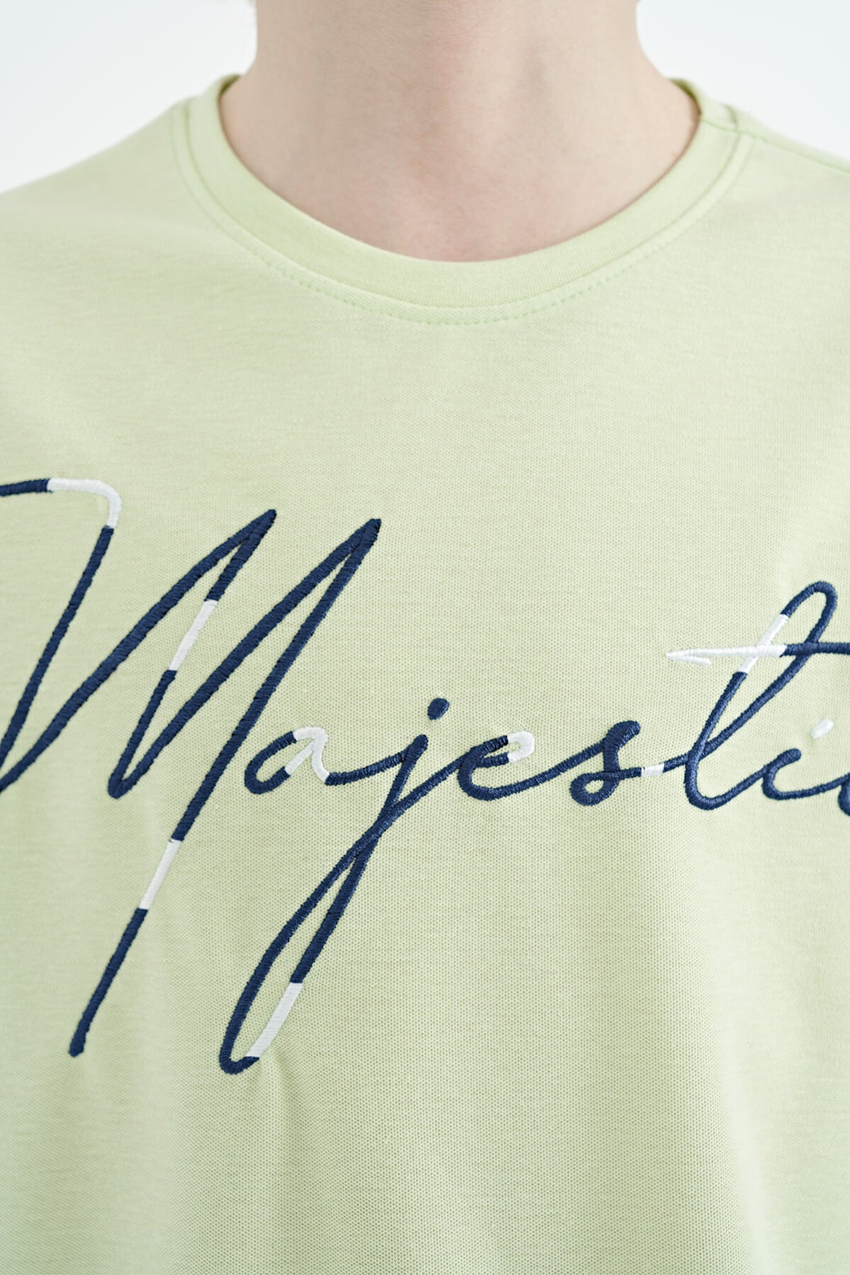 ön yazi nakişli o yaka oversize erkek çocuk t-shirt - 11147 - Justyol