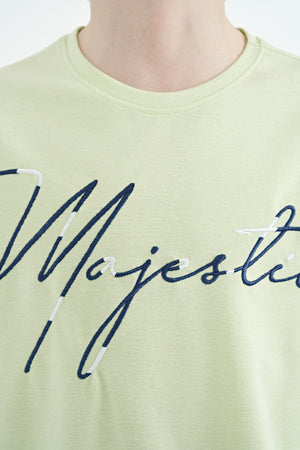 ön yazi nakişli o yaka oversize erkek çocuk t-shirt - 11147 - Justyol