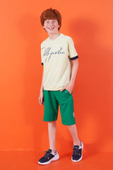 ön yazi nakişli o yaka oversize erkek çocuk t-shirt - 11147 - Justyol