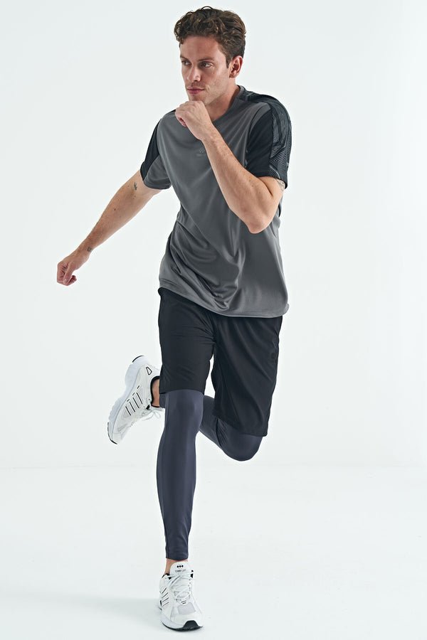 arka bilek baski detayli yüksek bel slim fit aktif spor erkek tayt - 84988 - Justyol