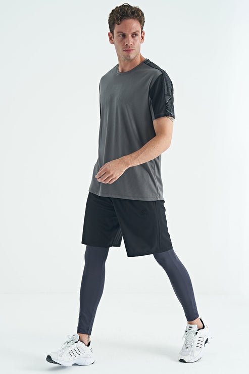 arka bilek baski detayli yüksek bel slim fit aktif spor erkek tayt - 84988 - Justyol