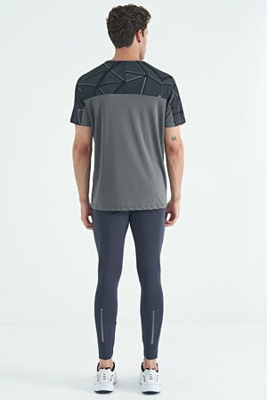 arka bilek baski detayli yüksek bel slim fit aktif spor erkek tayt - 84988 - Justyol
