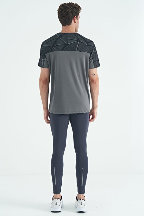 arka bilek baski detayli yüksek bel slim fit aktif spor erkek tayt - 84988 - Justyol