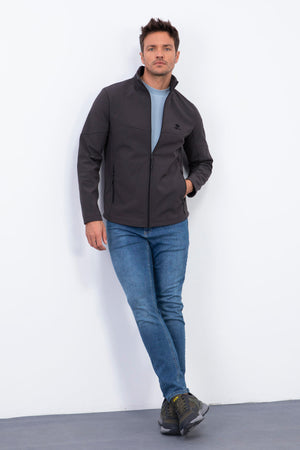fermuarli dik yaka su ve rüzgar geçirmez softshell erkek mont - 88050 - Justyol