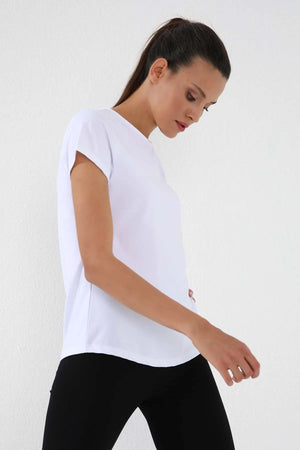 basic kisa kol standart kalip o yaka kadin t-shirt - 97144 - Justyol