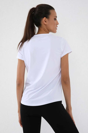 basic kisa kol standart kalip o yaka kadin t-shirt - 97144 - Justyol