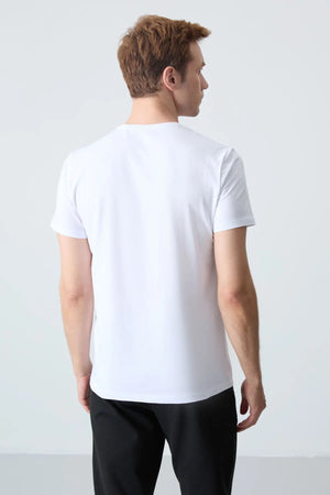 basic kisa kol standart kalip v yaka erkek t-shirt - 87912 - Justyol