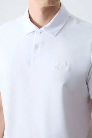 basic logolu standart kalip triko polo yaka erkek t-shirt - 87748 - Justyol