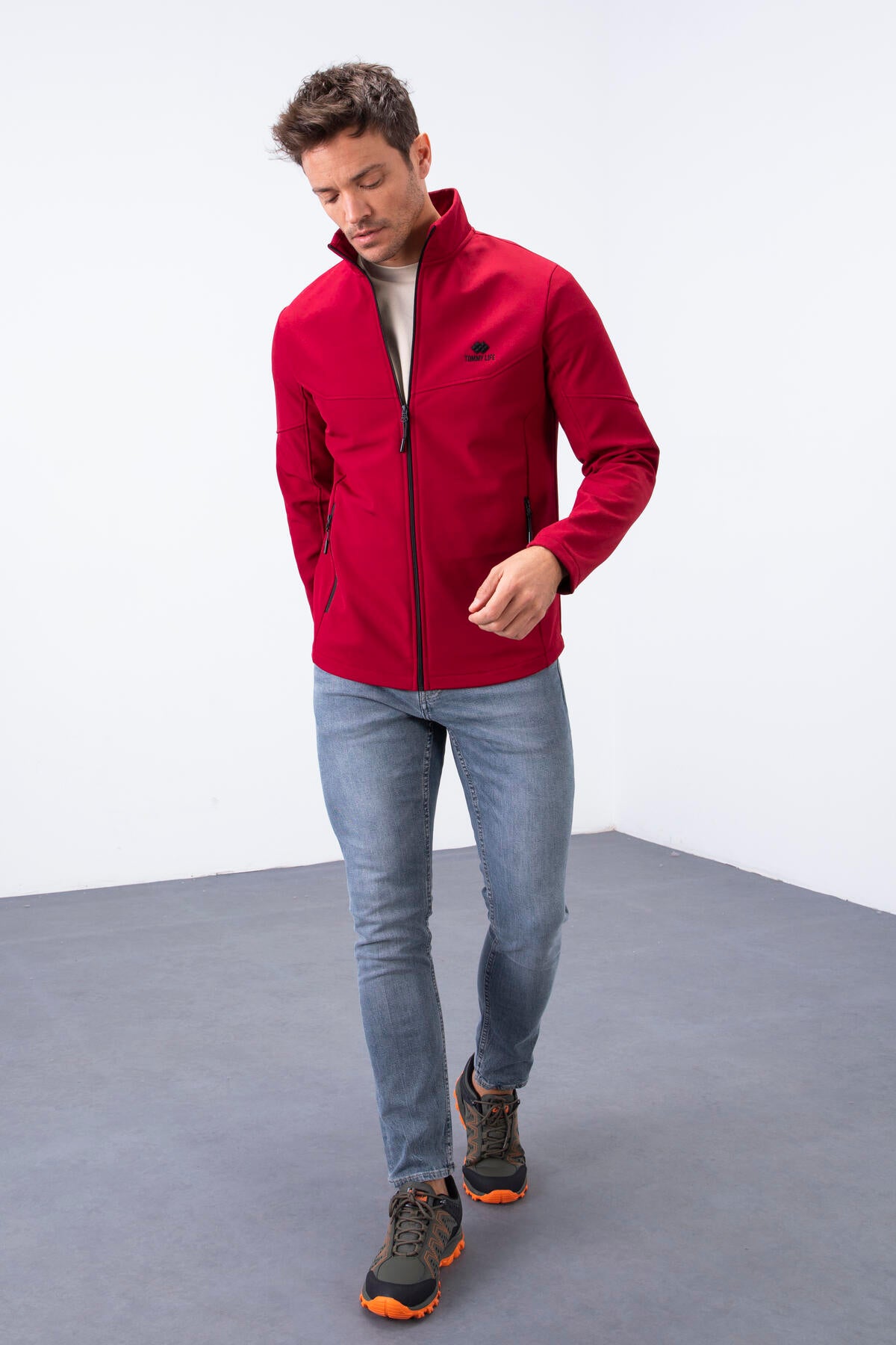 fermuarli dik yaka su ve rüzgar geçirmez softshell erkek mont - 88050 - Justyol