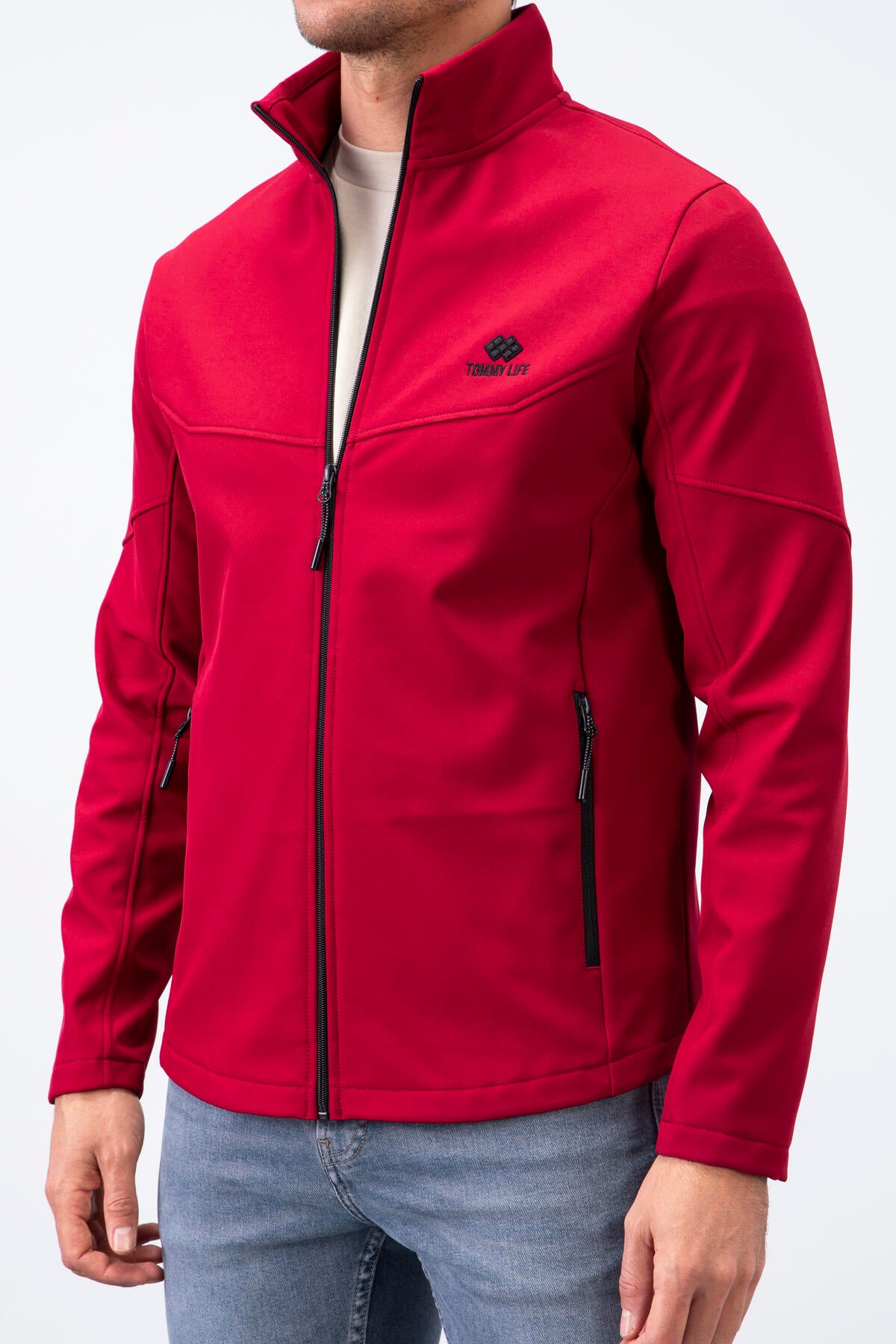 fermuarli dik yaka su ve rüzgar geçirmez softshell erkek mont - 88050 - Justyol