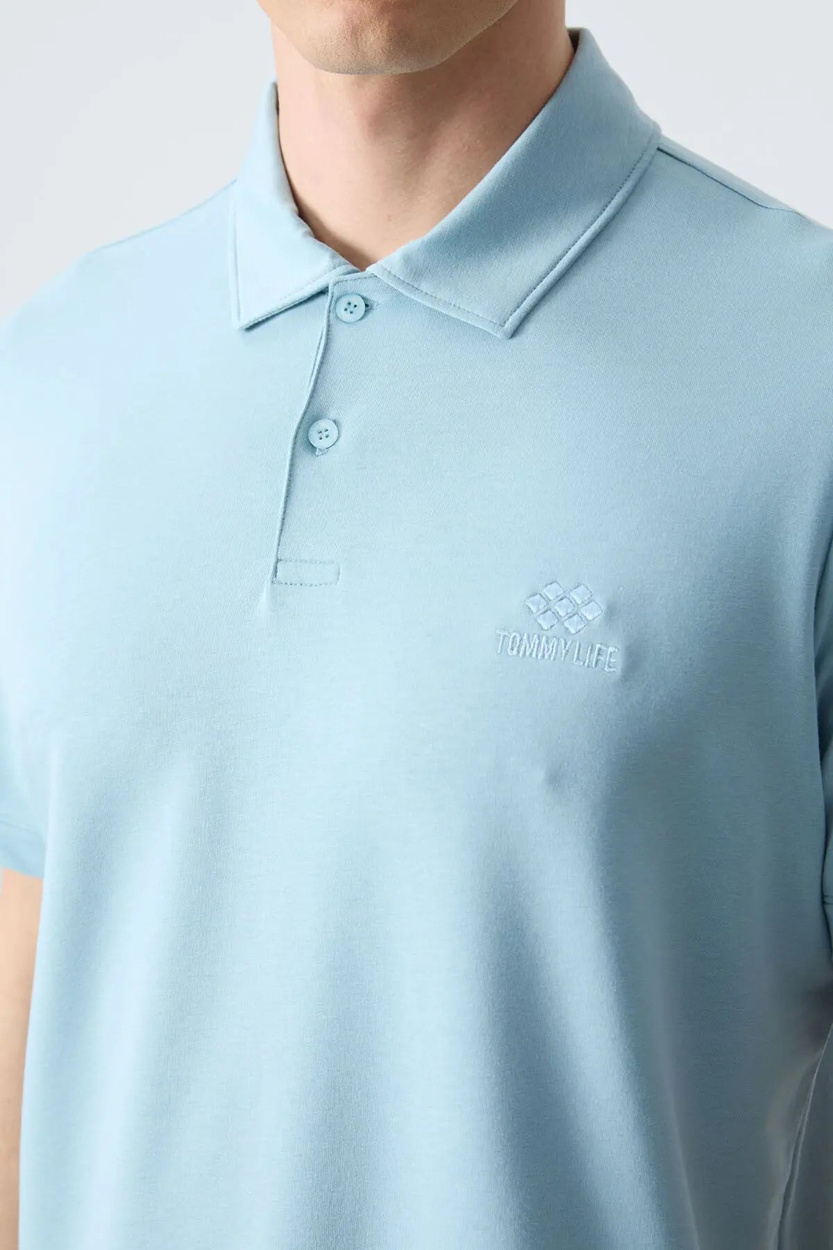 basic logolu standart kalip triko polo yaka erkek t-shirt - 87748 - Justyol