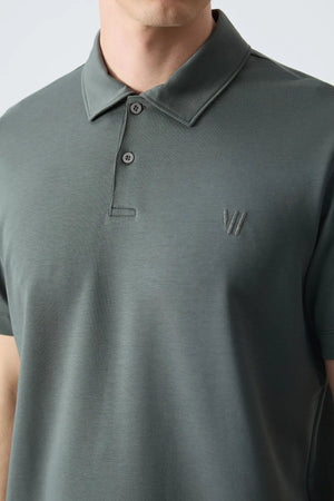basic göğüs logolu standart kalip triko polo yaka erkek t-shirt - 87768 - Justyol