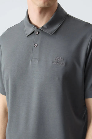 basic logolu standart kalip triko polo yaka erkek t-shirt - 87748 - Justyol