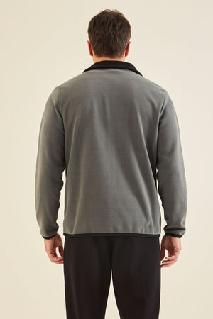 yazi nakişli dik yaka fermuarli standart kalip erkek sweatshirt polar - 87992 - Justyol